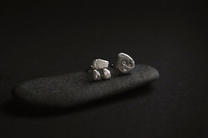 Messages in Stones - Dolmen & Triskele Mismatched Sterling Silver Stud Earrings