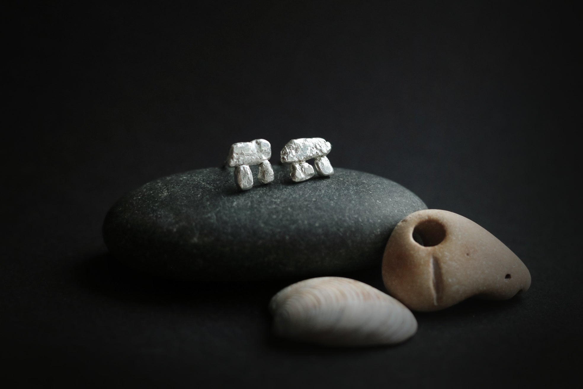 Standing Stones II - Sterling Silver Stud Earrings