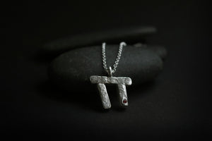 Dolmen VIII - Sterling Silver Pendant with Red Ruby