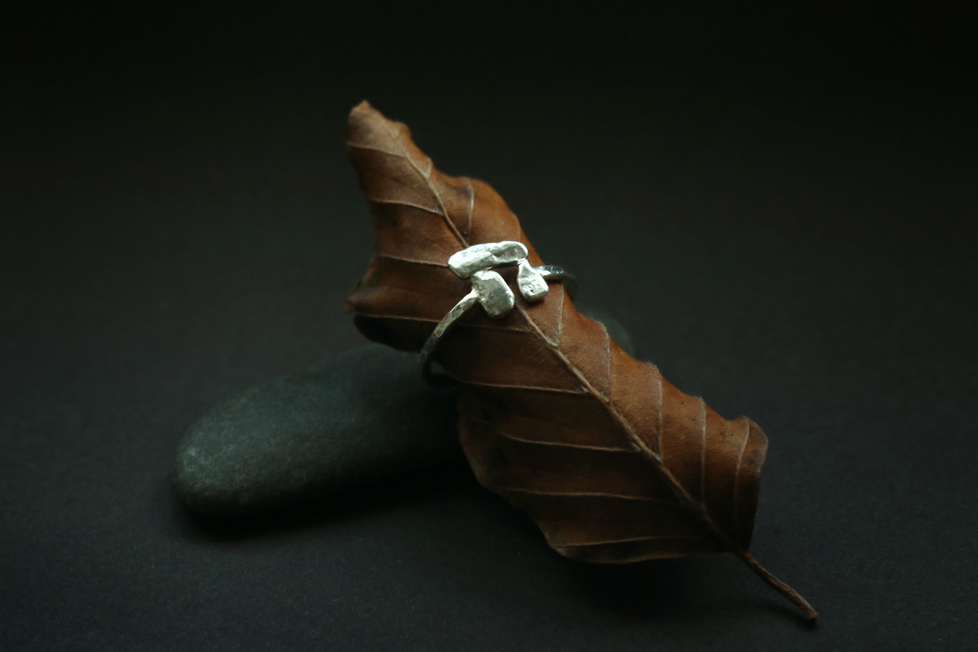 Dolmen - Dainty Textured Sterling Silver Ring