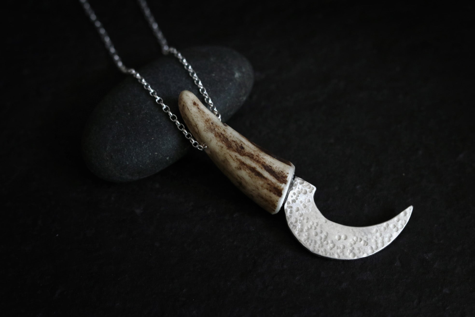 Druid's Sickle - Large Pendant in Fine Silver