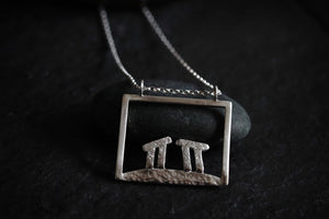 A Duo of Dolmens - Sterling Silver and Fine Silver Necklace