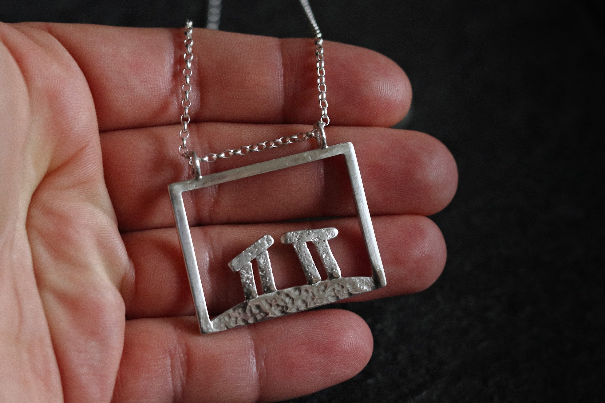 A Duo of Dolmens - Sterling Silver and Fine Silver Necklace