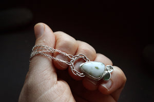 "Celtic Connections" - Sterling Silver Triskele Necklace with Iona Marble and Irish Sea Glass