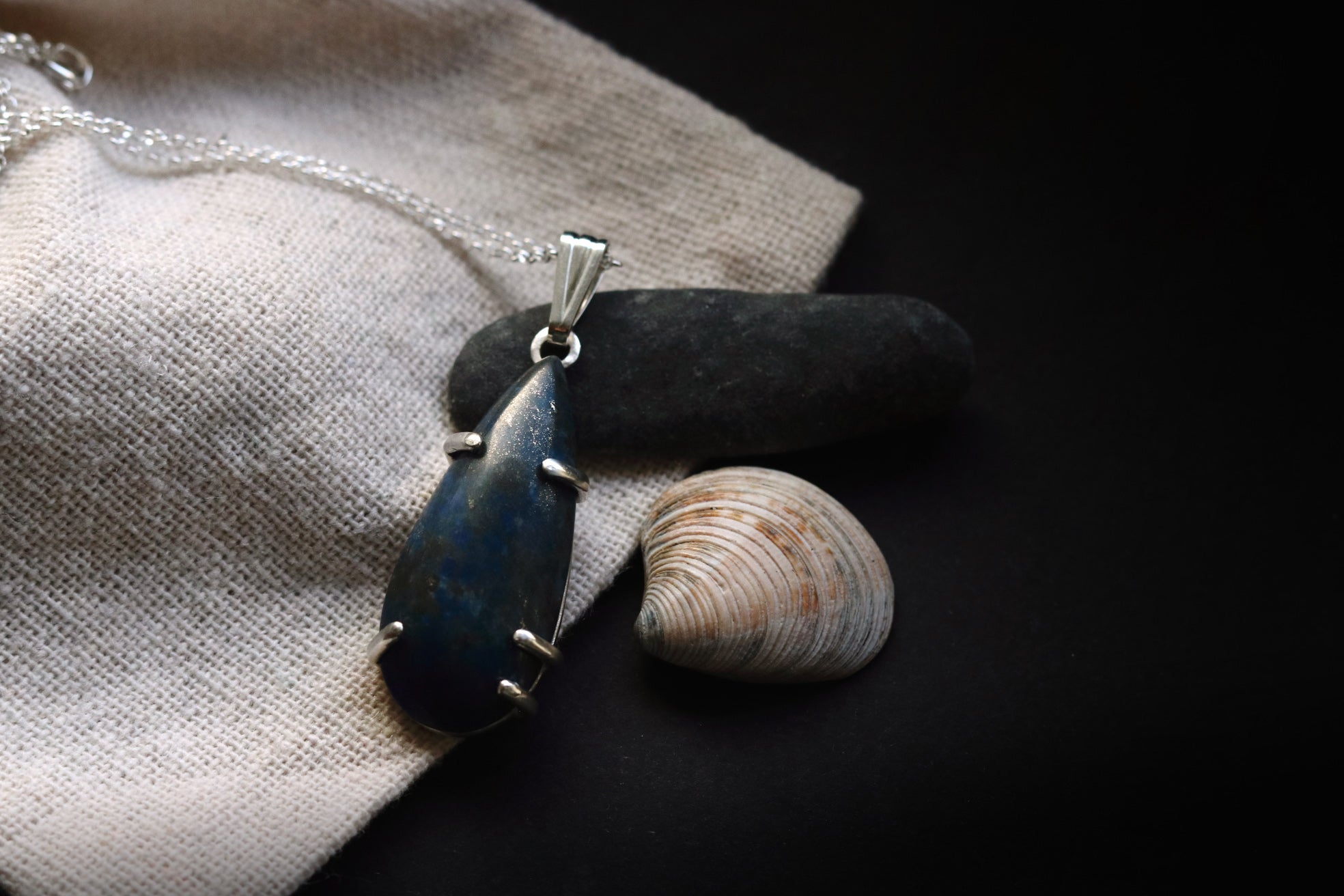 "Sacred Landscape" - Sterling Silver Lapis Lazuli Pendant with Hidden Dolmen