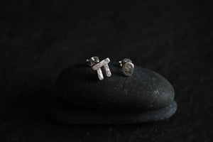 Standing Stones - Mismatched Sterling Silver Stud Earrings